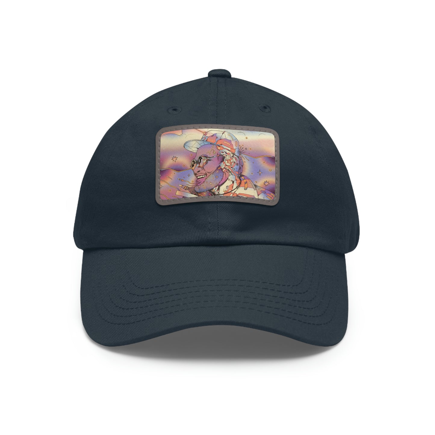 Interstellar Black Space Dad Hat with Leather Patch