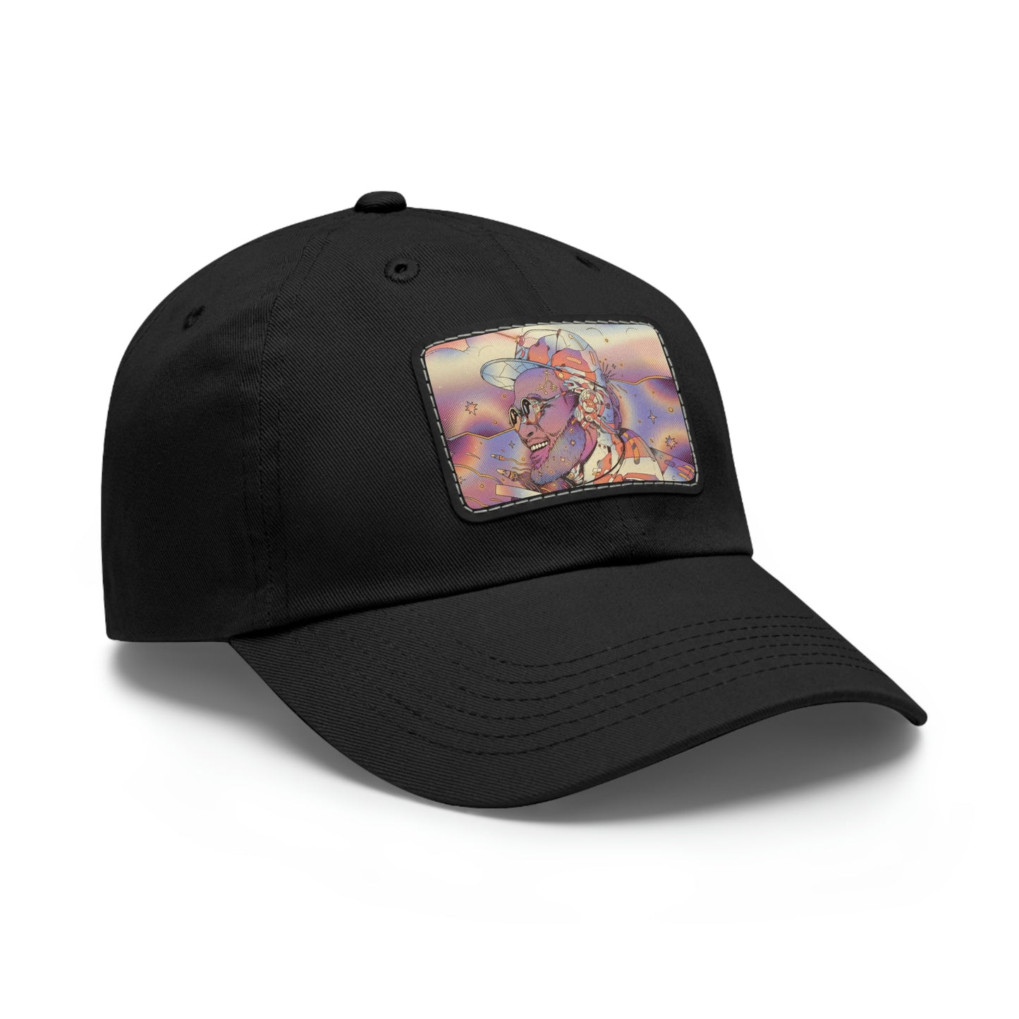 Interstellar Black Space Dad Hat with Leather Patch