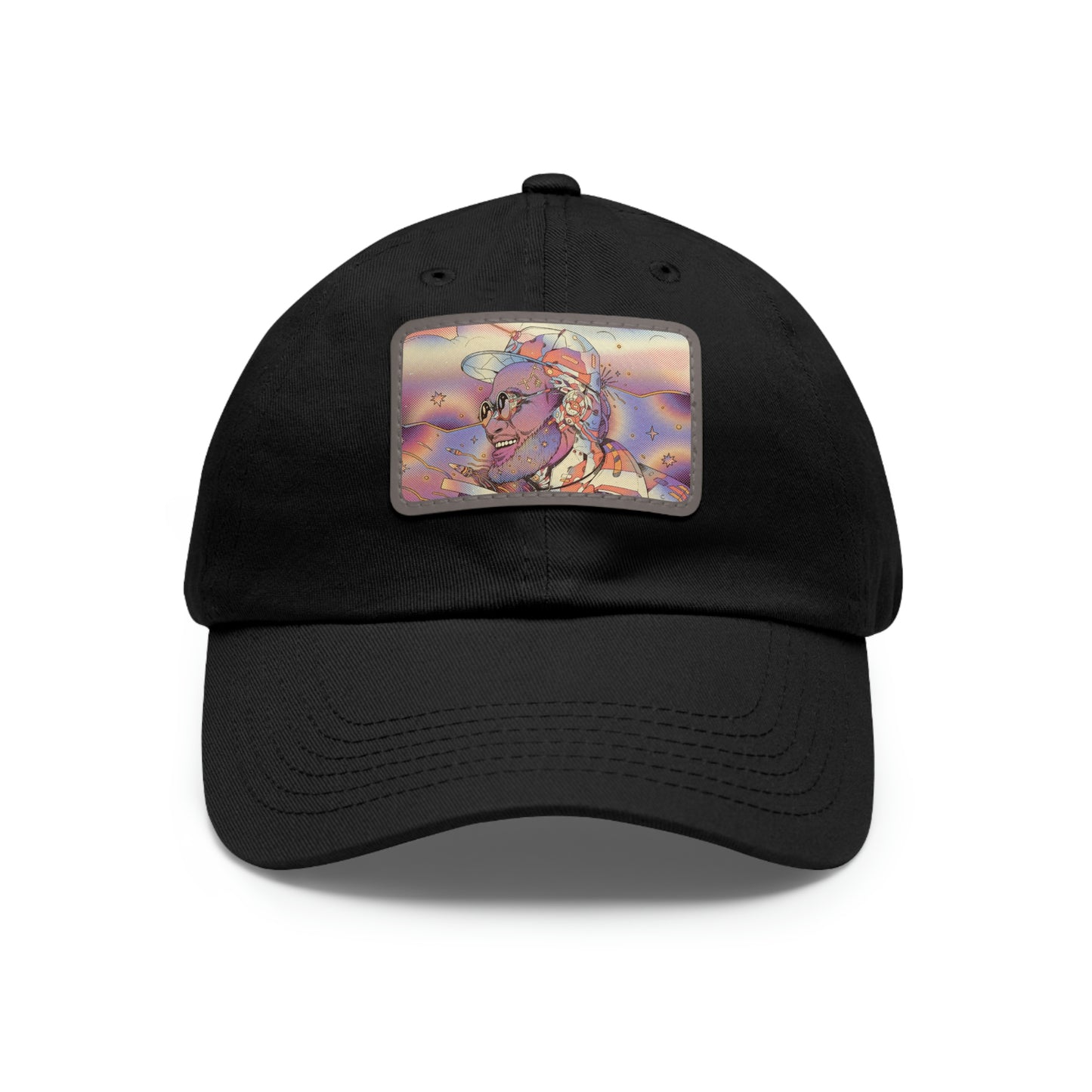 Interstellar Black Space Dad Hat with Leather Patch